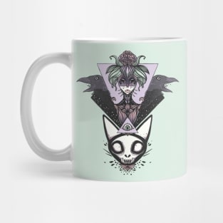 Witch, Cat Skull, Crows, And All Seeing Eye Of Providence Art Mug